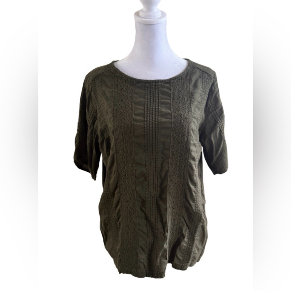 Old Navy Olive Green Lace Panel Blouse